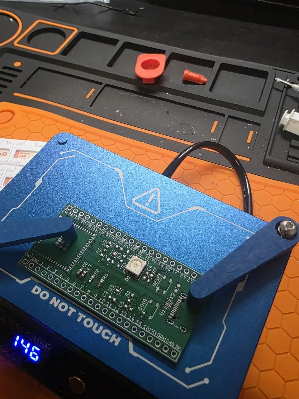 ESP32-S3 dev board on a reflow hotplate